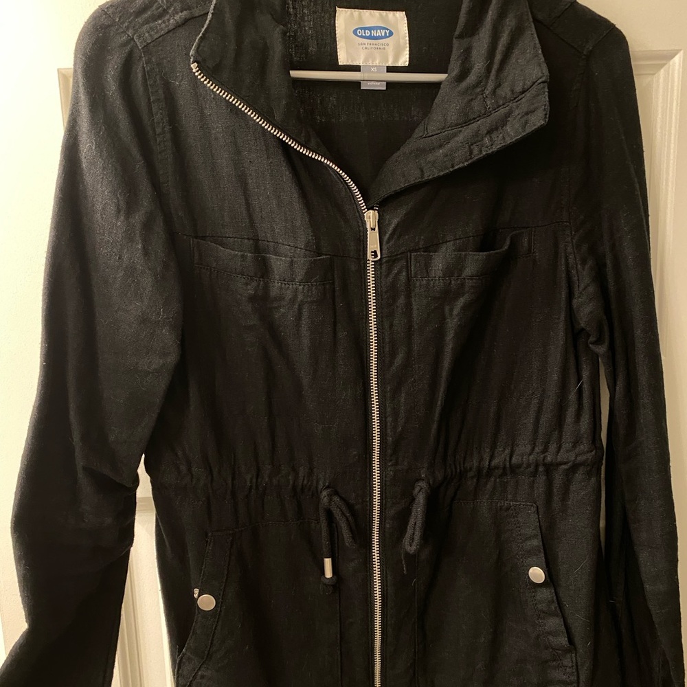 Old Navy women’s black cotton blazer zip up
